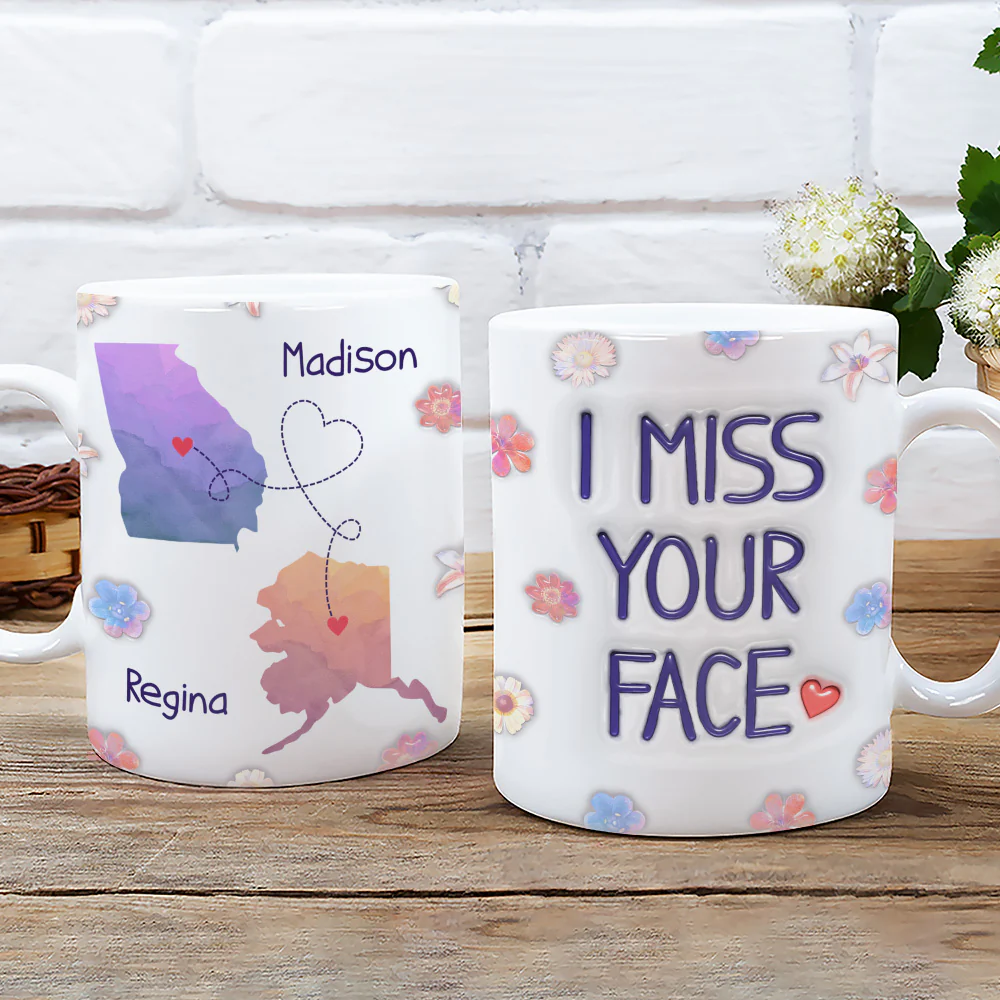 Long Distance State Besties - Personalized Custom 3D Inflated Effect Mug - Image 2