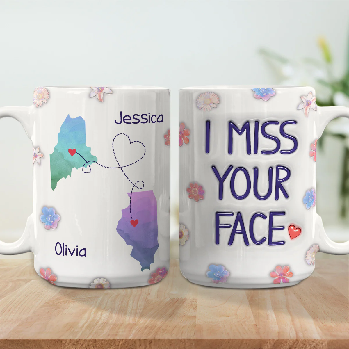 Long Distance State Besties - Personalized Custom 3D Inflated Effect Mug - Image 7