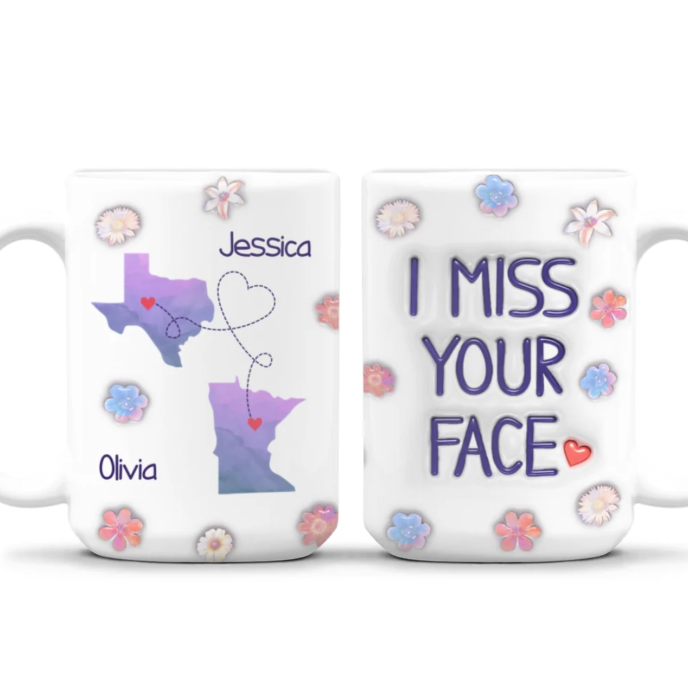 Long Distance State Besties - Personalized Custom 3D Inflated Effect Mug - Image 9