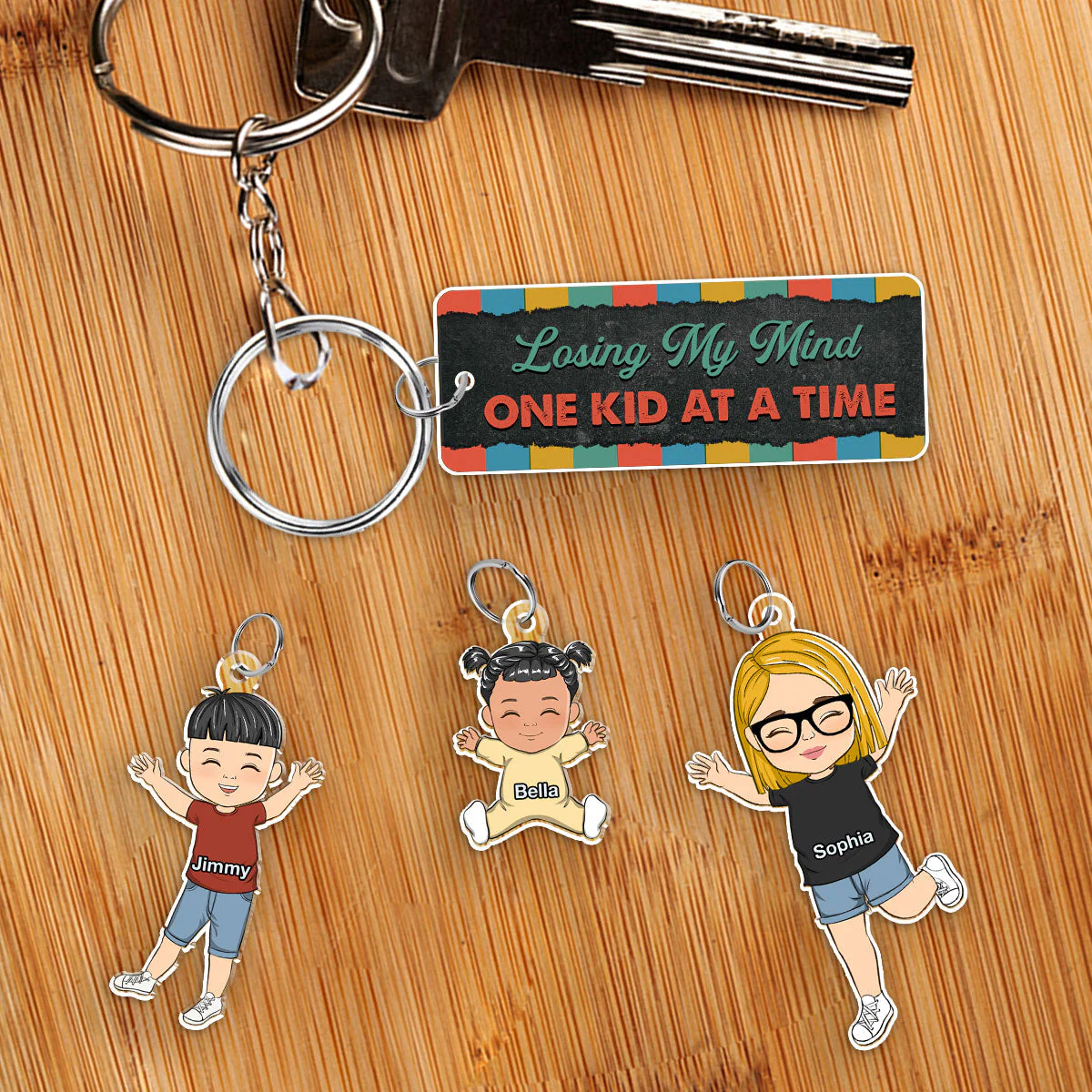 Losing My Mind One Kid At A Time - Personalized Acrylic Tag Keychain - Image 4