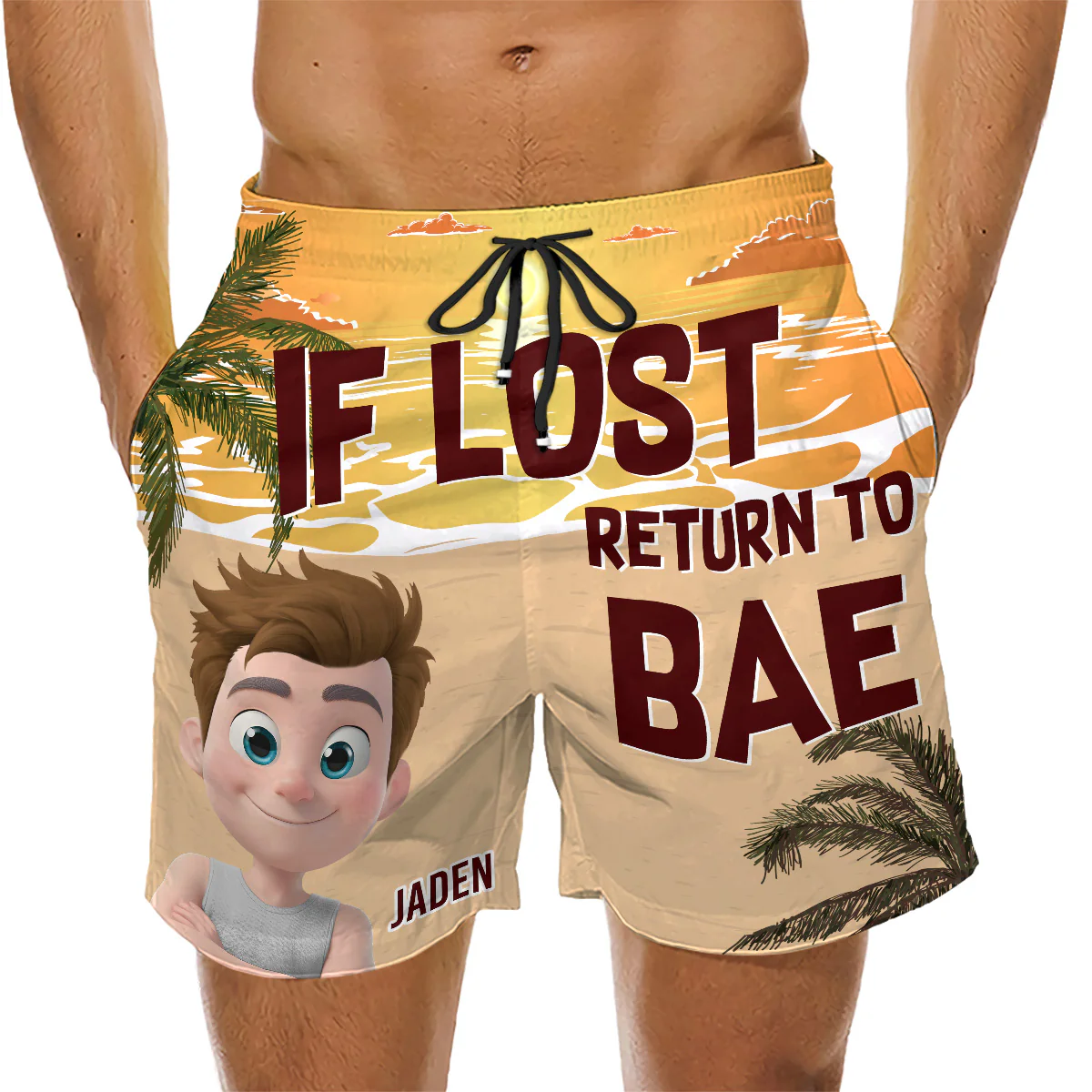 Lost In The Sunshine - Personalized Custom Couple Beach Shorts - Image 4