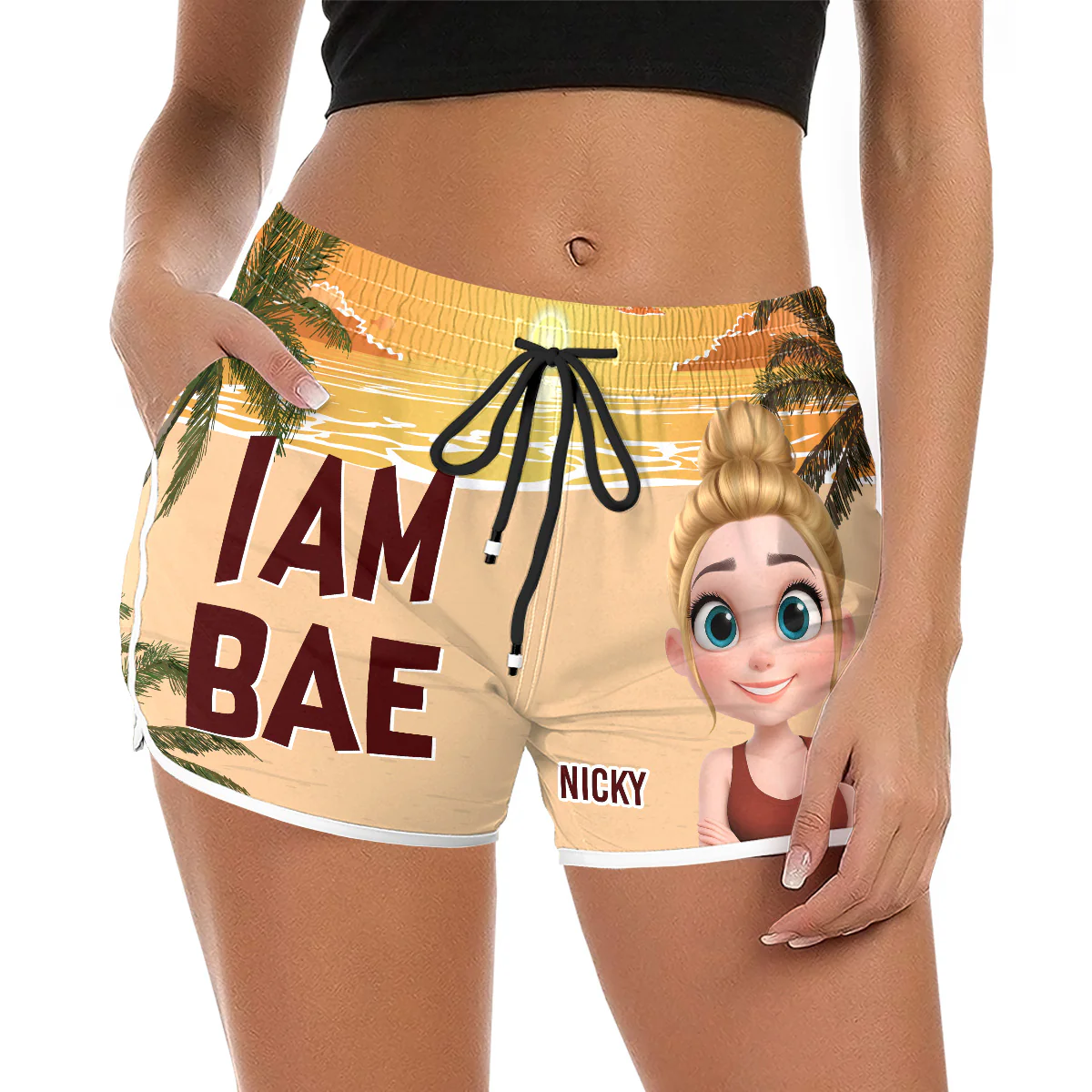 Lost In The Sunshine - Personalized Custom Couple Beach Shorts - Image 5