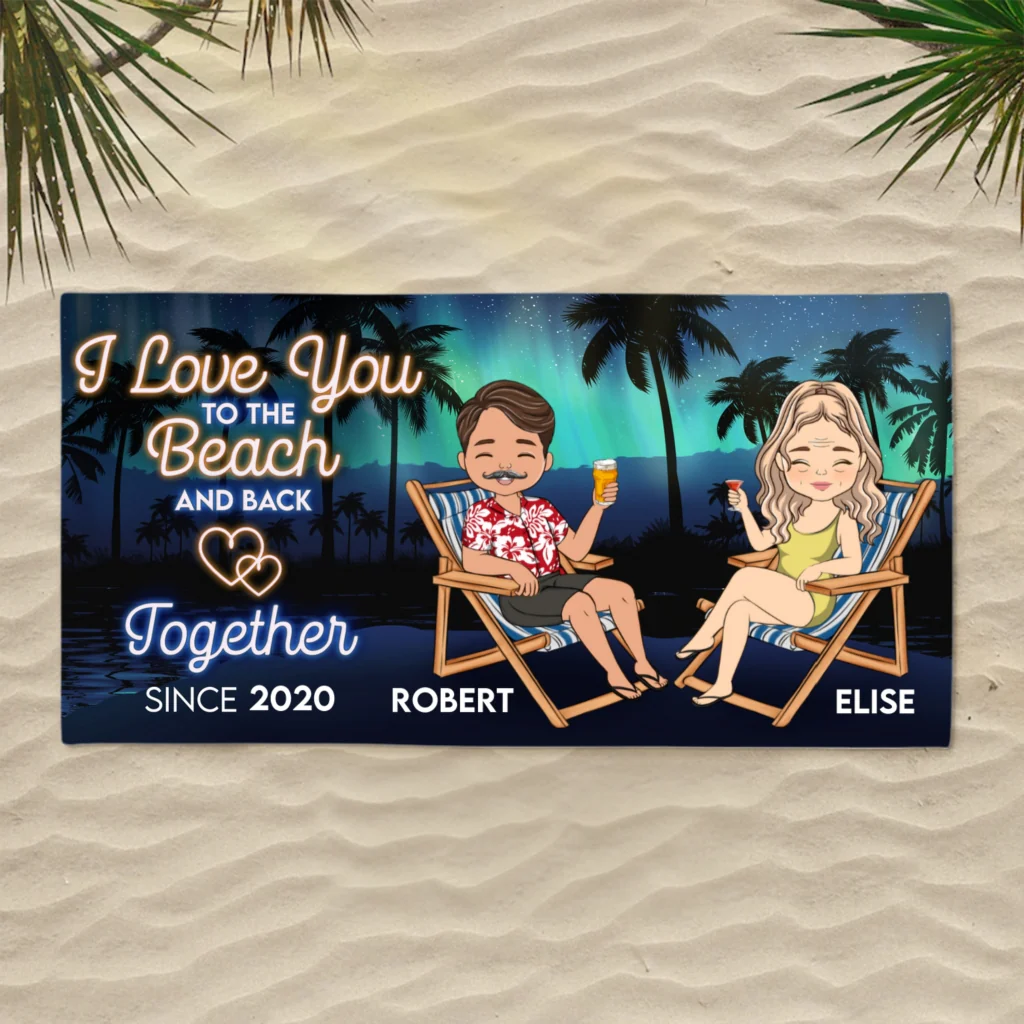 Love And Beach - Personalized Custom Beach Towel - Image 5