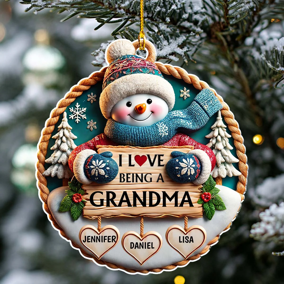 Love Being A Grandma - Personalized Custom 3D Inflated Effect Acrylic Ornament - Image 3