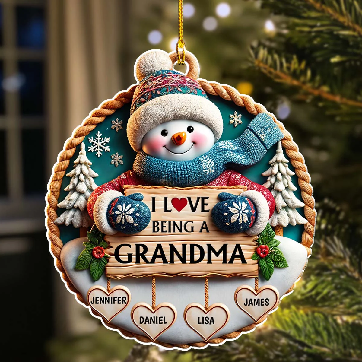 Love Being A Grandma - Personalized Custom 3D Inflated Effect Acrylic Ornament - Image 7