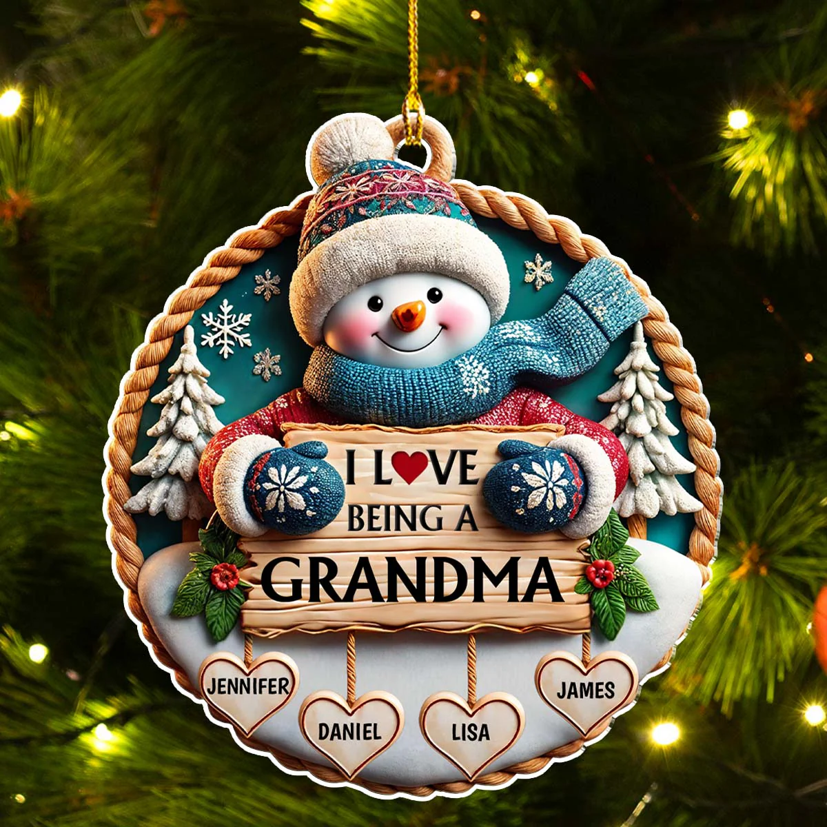 Love Being A Grandma - Personalized Custom 3D Inflated Effect Acrylic Ornament - Image 8