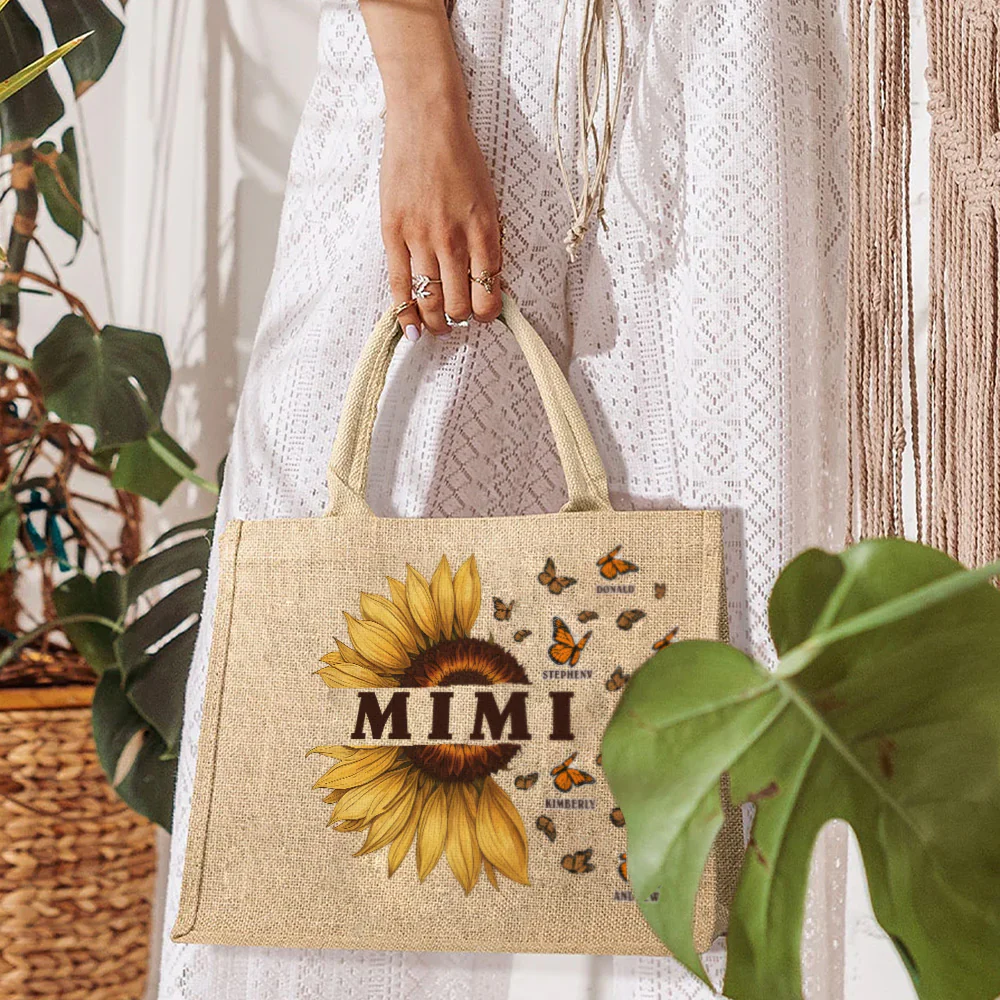 Love Being Called Grandma - Personalized Custom Jute Tote Bag - Image 3