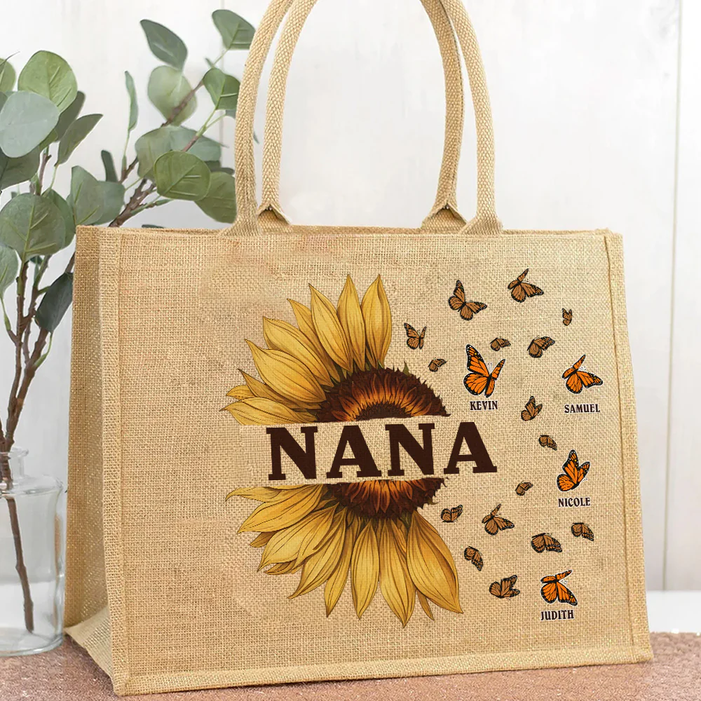 Love Being Called Grandma - Personalized Custom Jute Tote Bag - Image 4