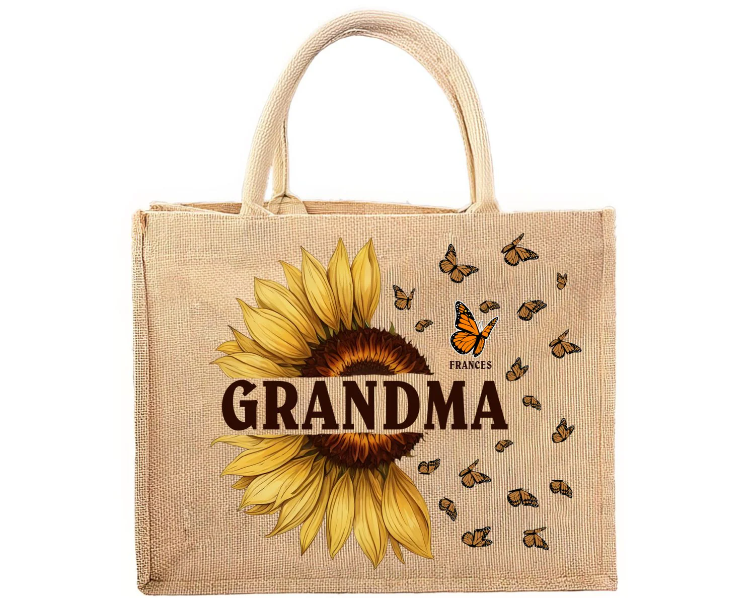 Love Being Called Grandma - Personalized Custom Jute Tote Bag - Image 6