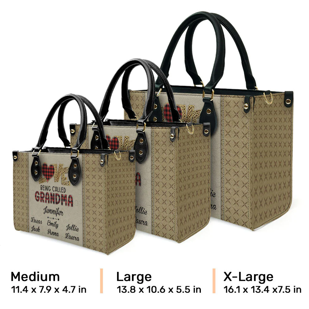 Love Being Called Grandma - Personalized Custom Leather Bag - Image 3
