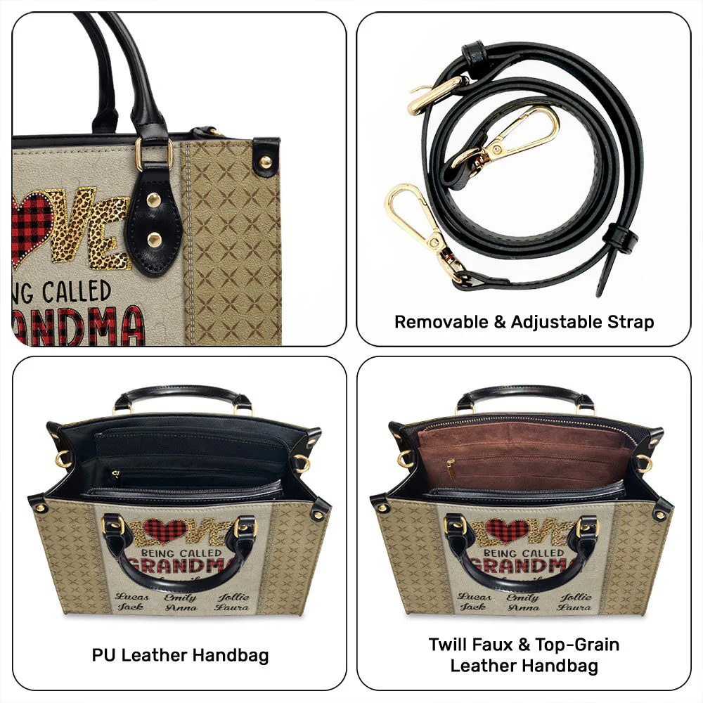 Love Being Called Grandma - Personalized Custom Leather Bag - Image 6