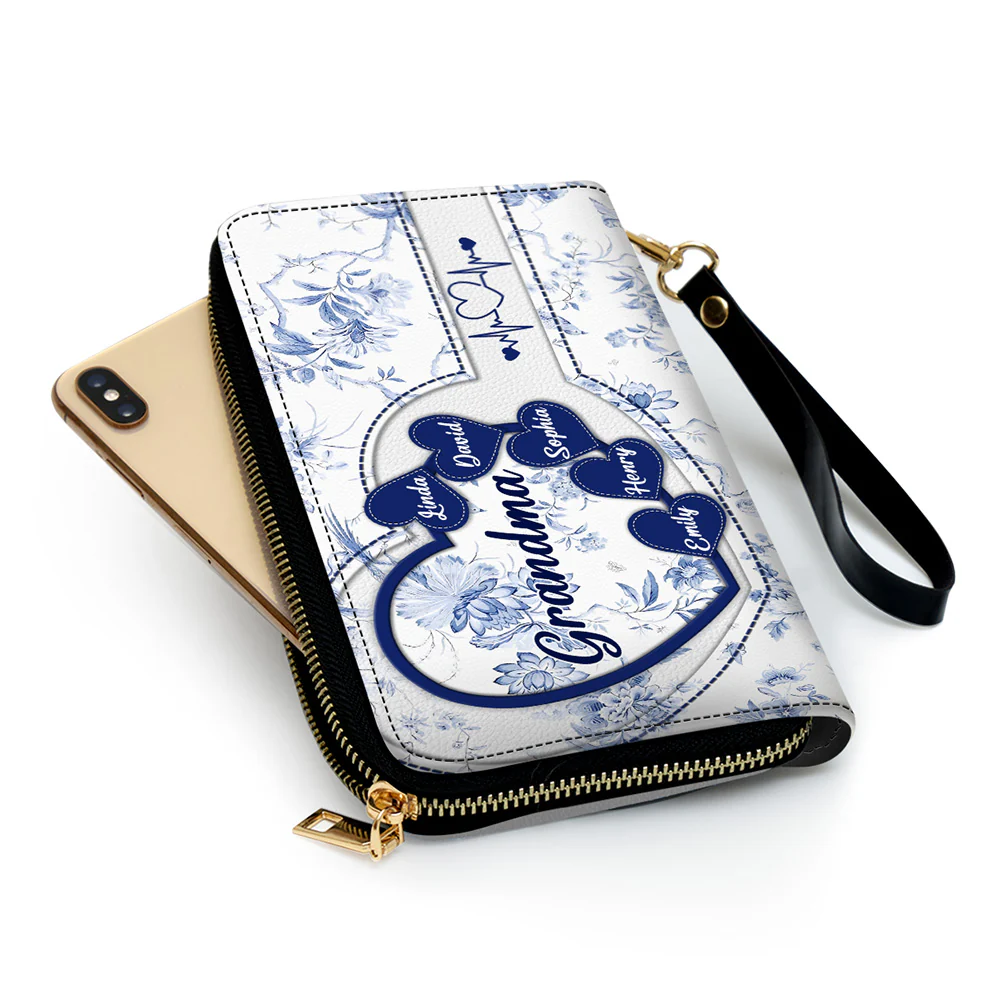 Love Being Grandma - Personalized Custom Leather Wallet - Image 3