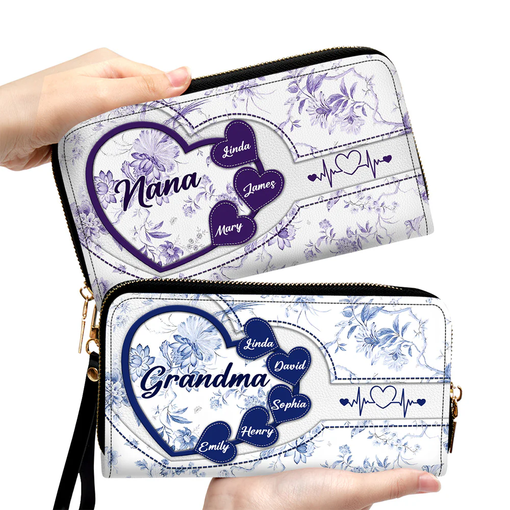 Love Being Grandma - Personalized Custom Leather Wallet - Image 4