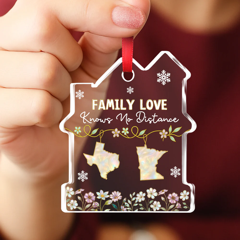 Love Between Family Knows No Bounds - Personalized Custom House Shaped Glass Ornament - Image 4