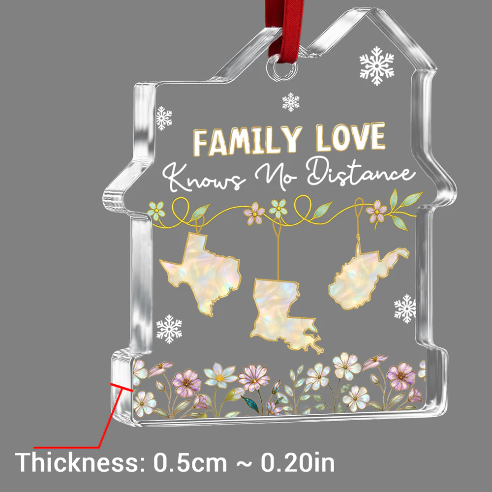 Love Between Family Knows No Bounds - Personalized Custom House Shaped Glass Ornament - Image 5