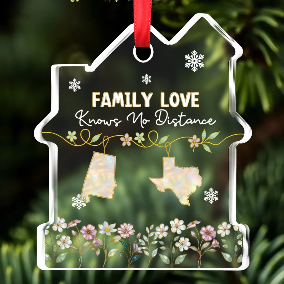 Love Between Family Knows No Bounds - Personalized Custom House Shaped Glass Ornament - Image 7