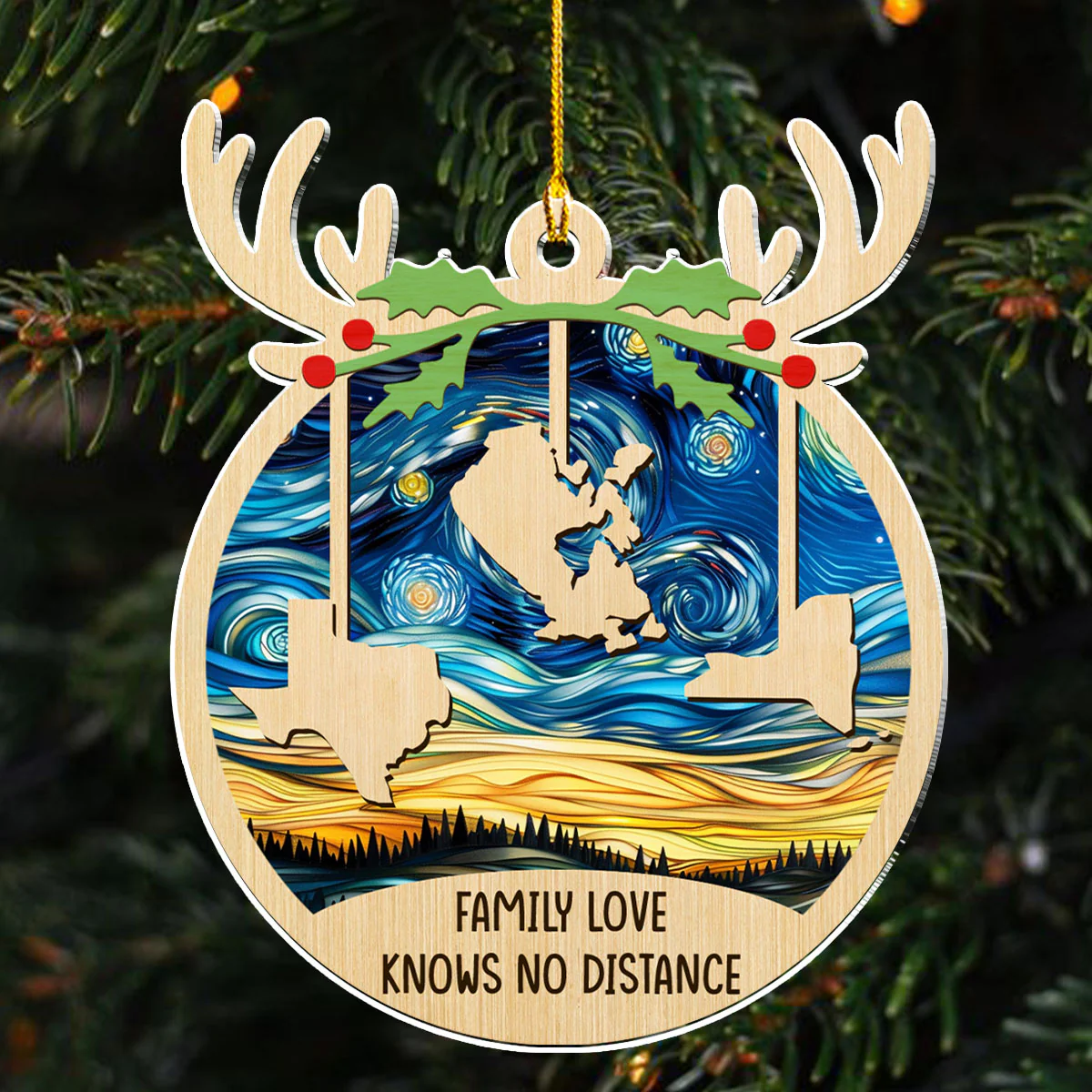 Love Between Family Knows No Distance - Personalized Custom Acrylic Ornament - Image 5