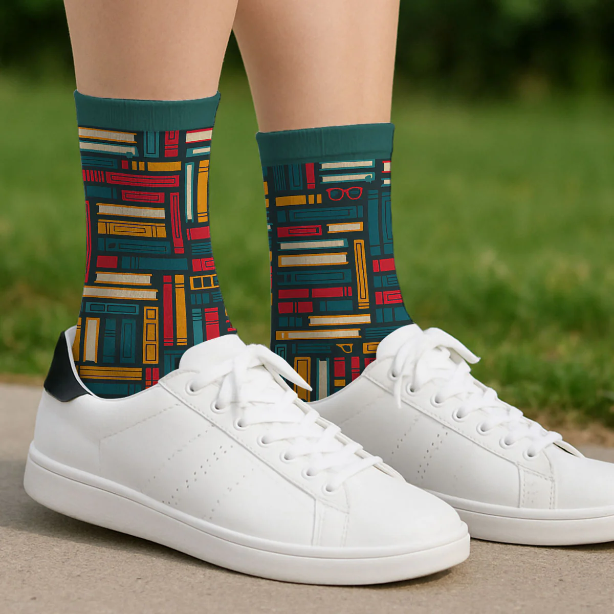 Love Books And Dog - Personalized Custom Crew Socks - Image 4