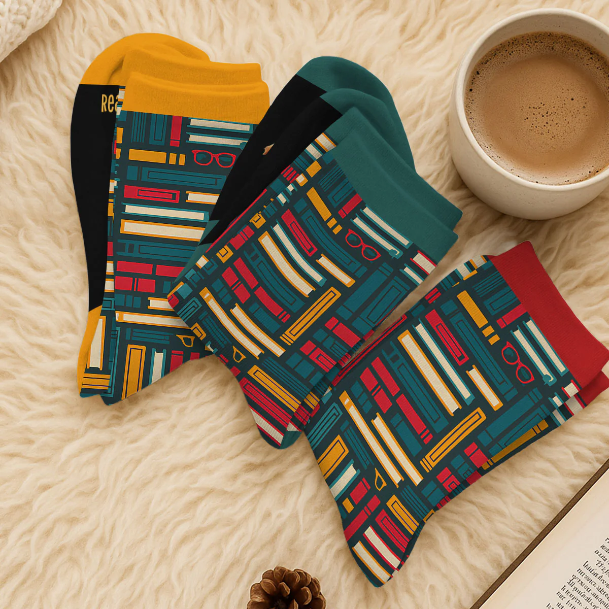 Love Books And Dog - Personalized Custom Crew Socks - Image 7