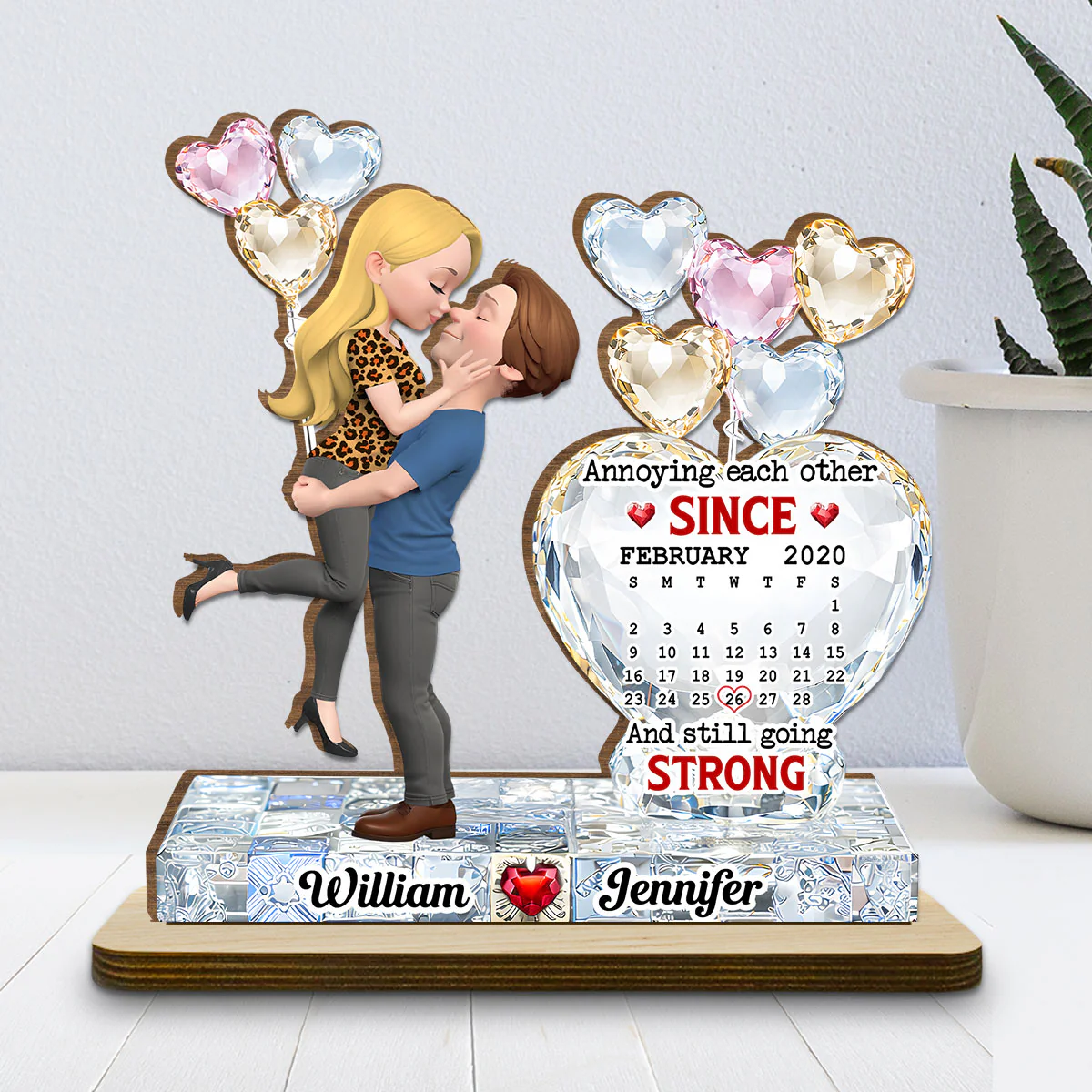 Love Bound - Personalized Custom 2-Layer Wood Plaque With Flat Base - Image 2