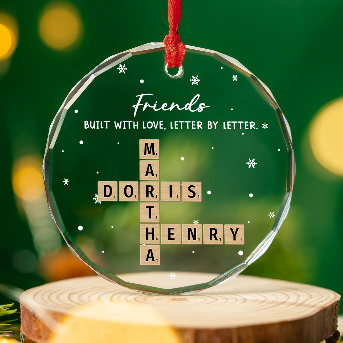 Love Crafted One Letter At Time - Personalized Custom Glass Ornament - Image 2