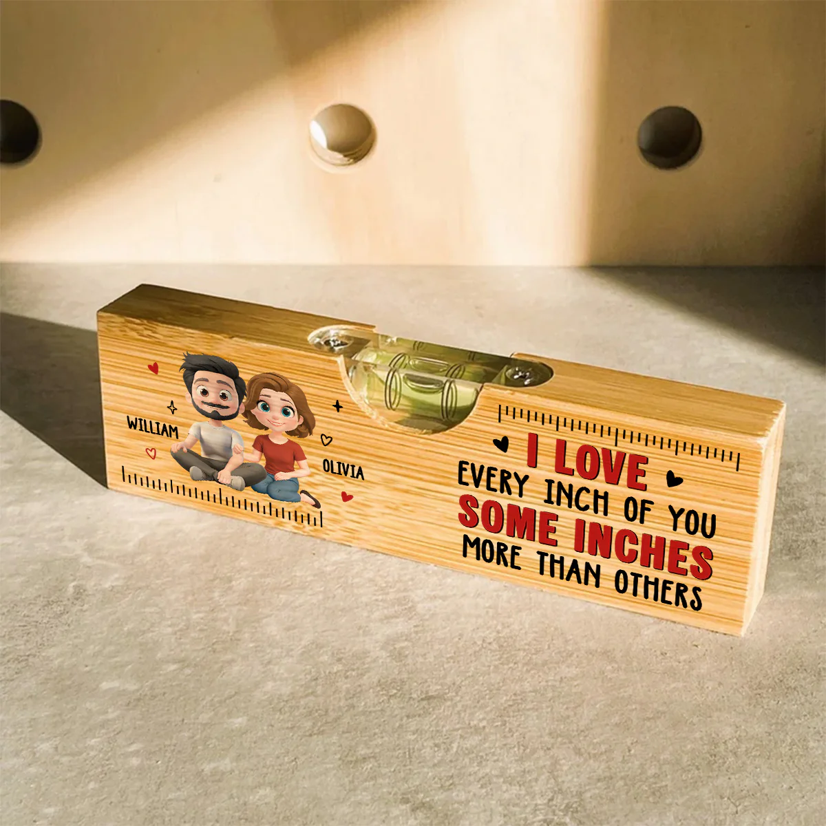 Love Every Inch Of You - Personalized Custom Wooden Spirit Level Bottle Opener - Image 4