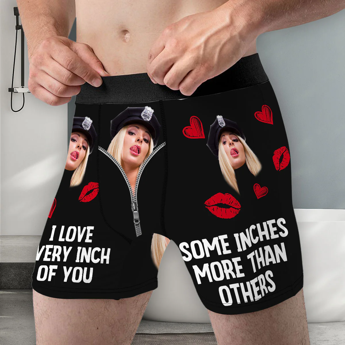Love Every Inch - Personalized Photo Men's Boxer Briefs - Image 2