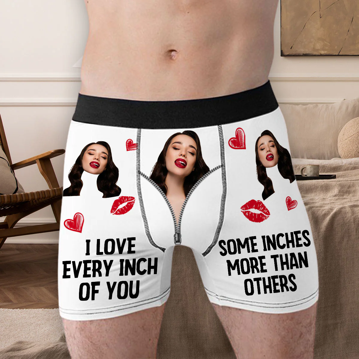Love Every Inch - Personalized Photo Men's Boxer Briefs - Image 4