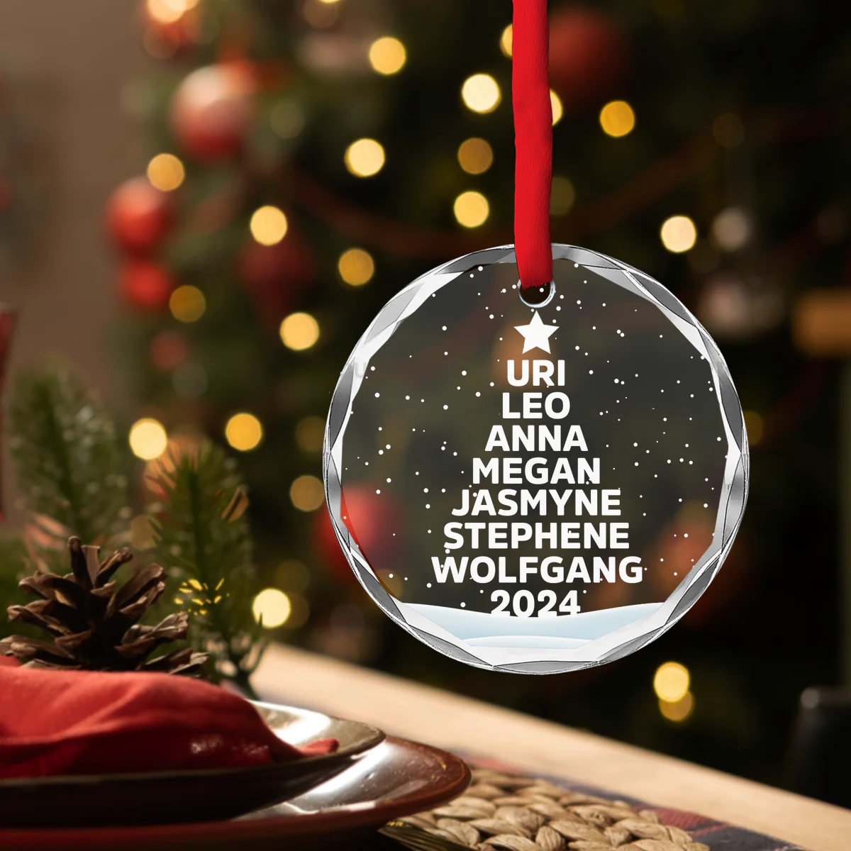 Love Family - Personalized Custom Glass Ornament - Image 2