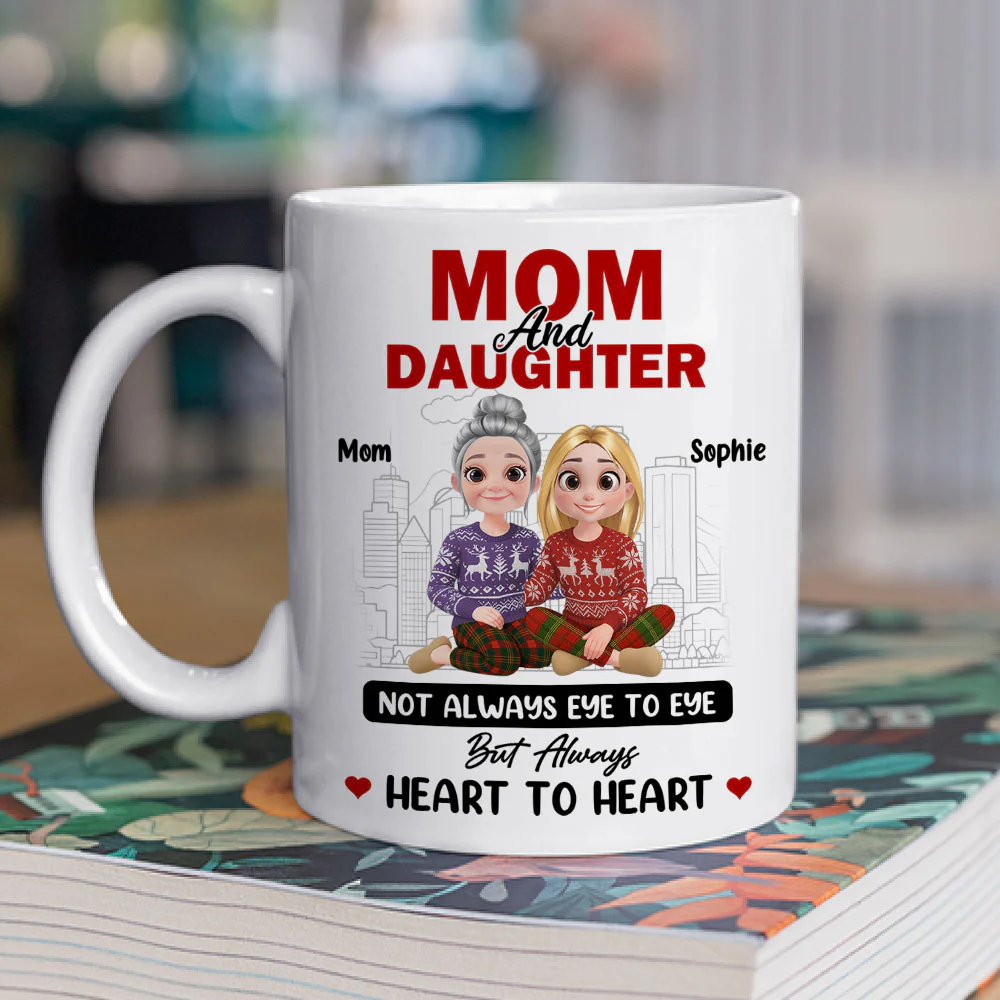 Love Flows Mother To Daughter - Personalized Custom Coffee Mug - Image 3