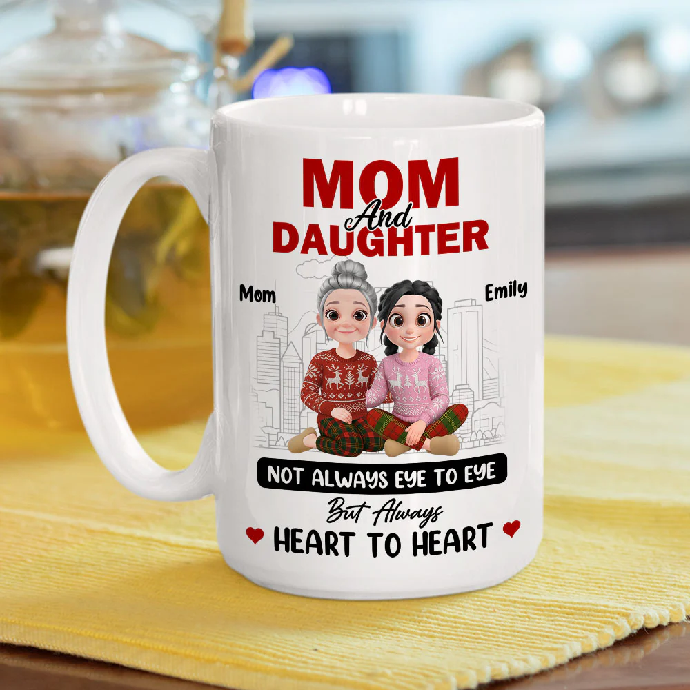 Love Flows Mother To Daughter - Personalized Custom Coffee Mug - Image 5