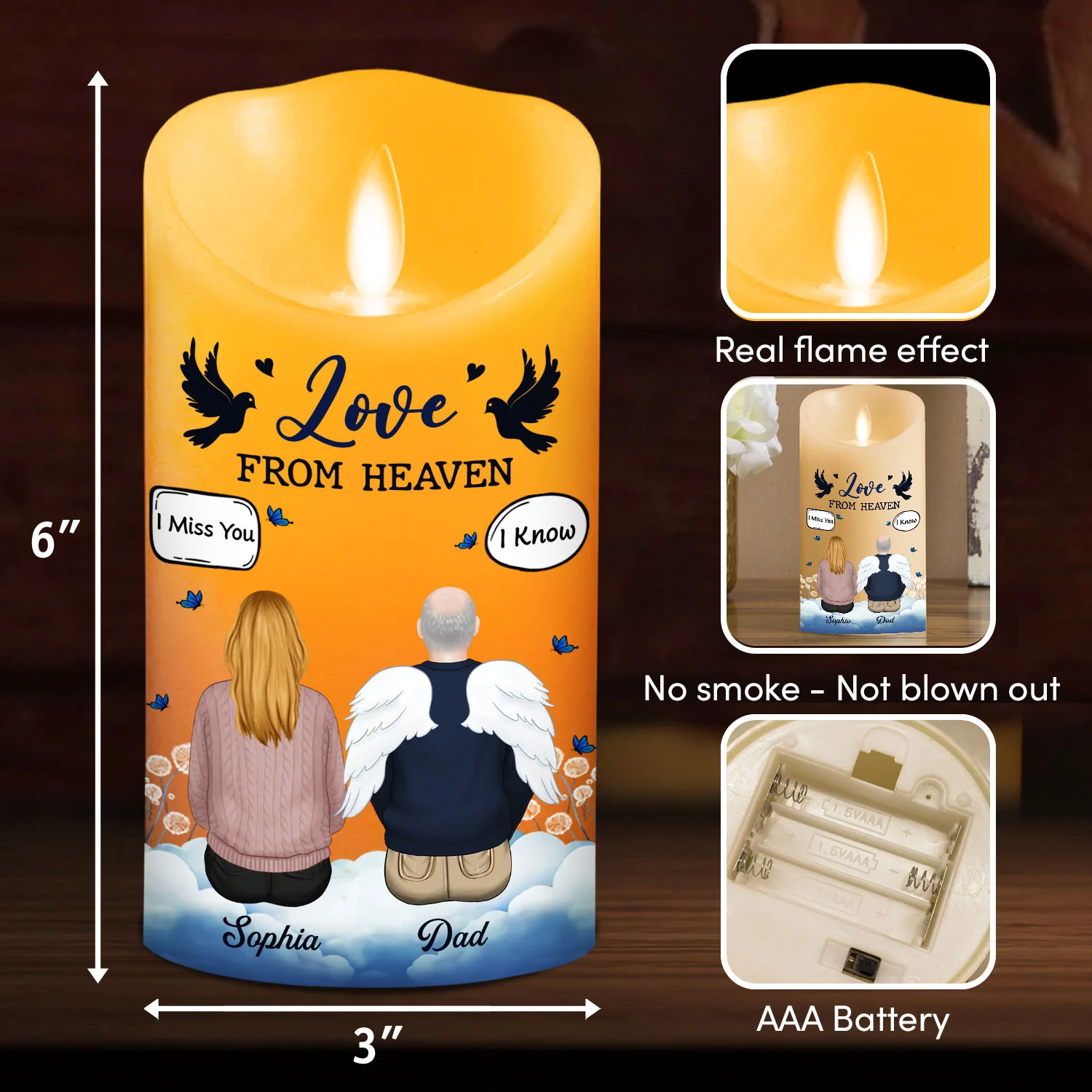 Love From Heaven - Personalized Custom LED Candle - Image 6