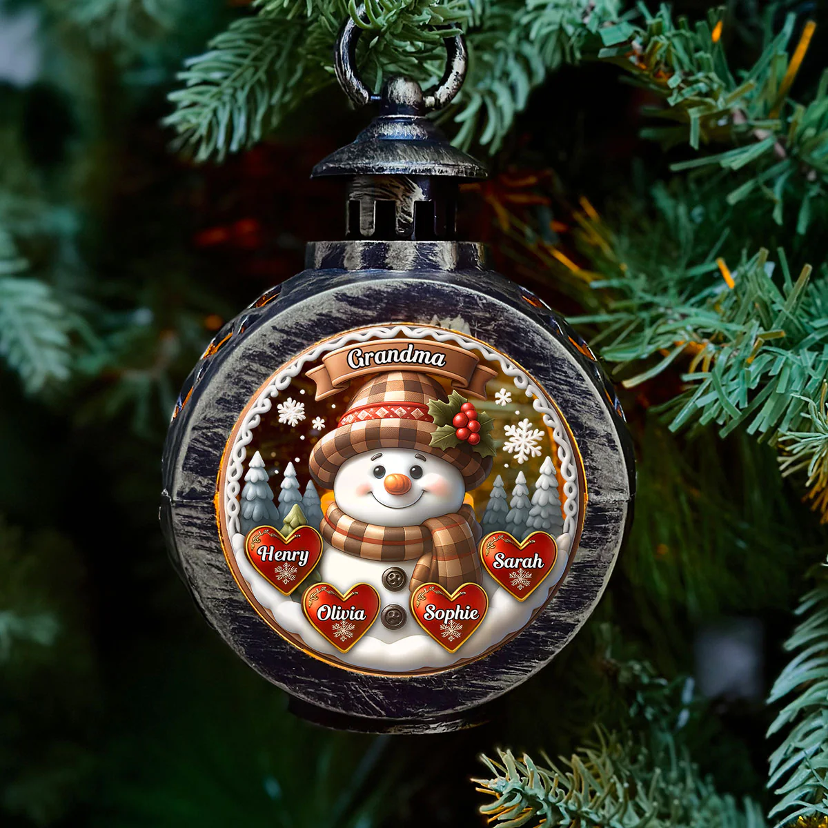 Love From Mom Grandma - Personalized Custom Christmas Lantern - Image 2