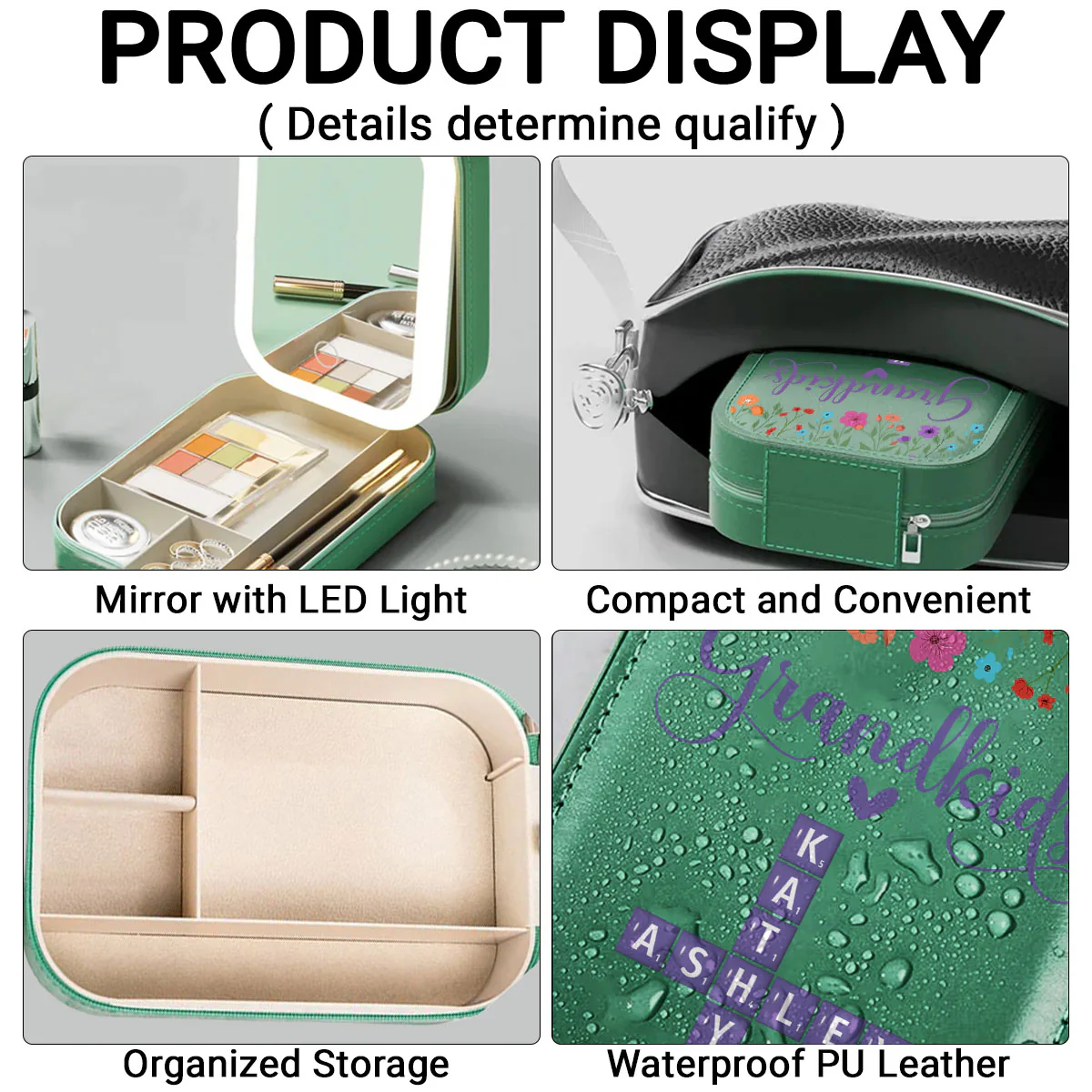 Love Grandkids - Personalized Custom Jewelry Box With LED Mirror - Image 3
