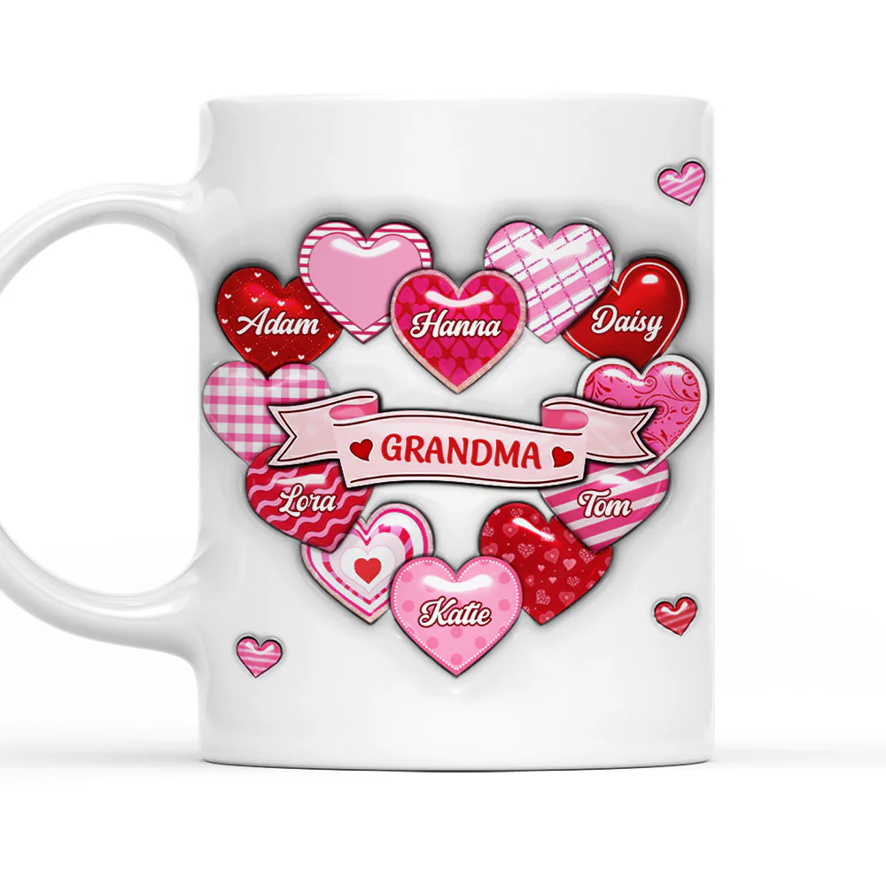 Love Grows Here Grandma - Personalized Custom 3D Inflated Effect Mug
