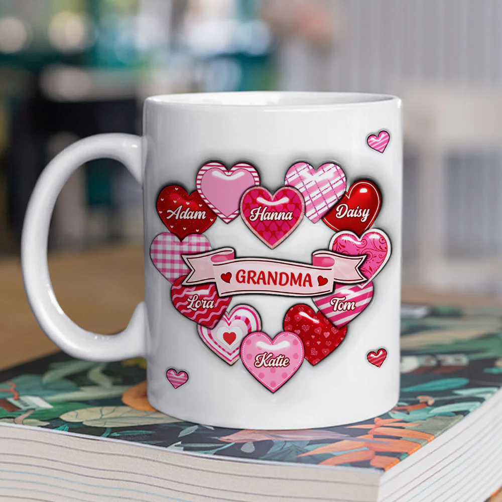 Love Grows Here Grandma - Personalized Custom 3D Inflated Effect Mug - Image 2