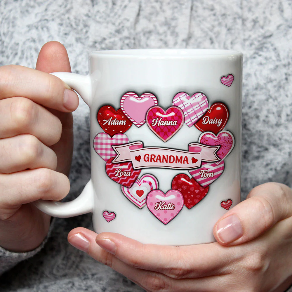 Love Grows Here Grandma - Personalized Custom 3D Inflated Effect Mug - Image 3