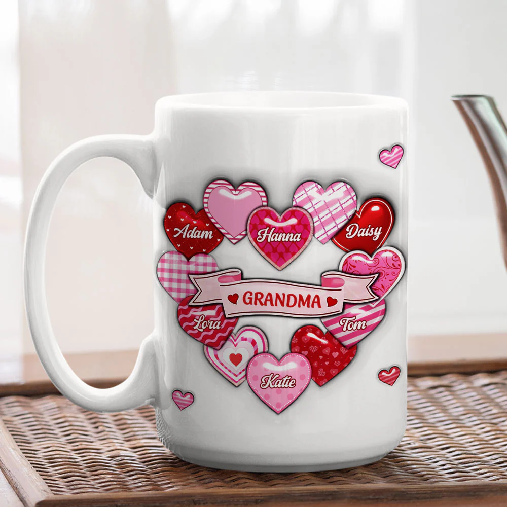 Love Grows Here Grandma - Personalized Custom 3D Inflated Effect Mug - Image 4