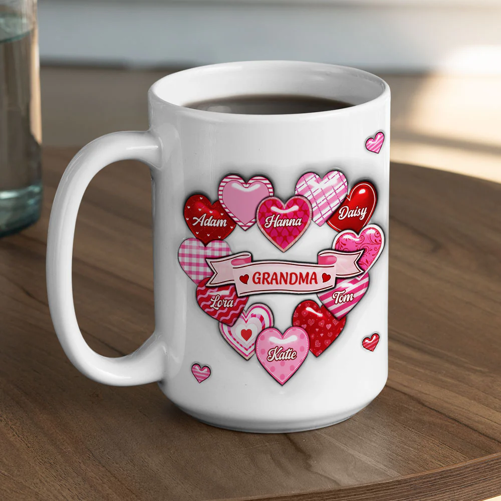 Love Grows Here Grandma - Personalized Custom 3D Inflated Effect Mug - Image 5