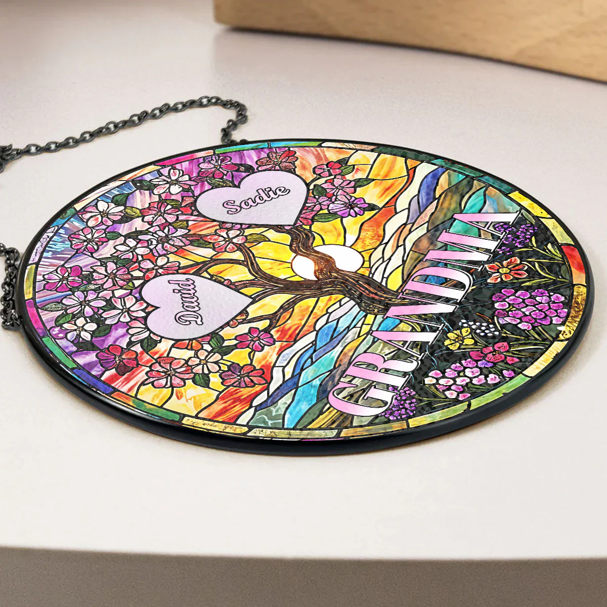 Love Grows Here - Personalized Custom Stained Glass Window Hanging Suncatcher - Image 5