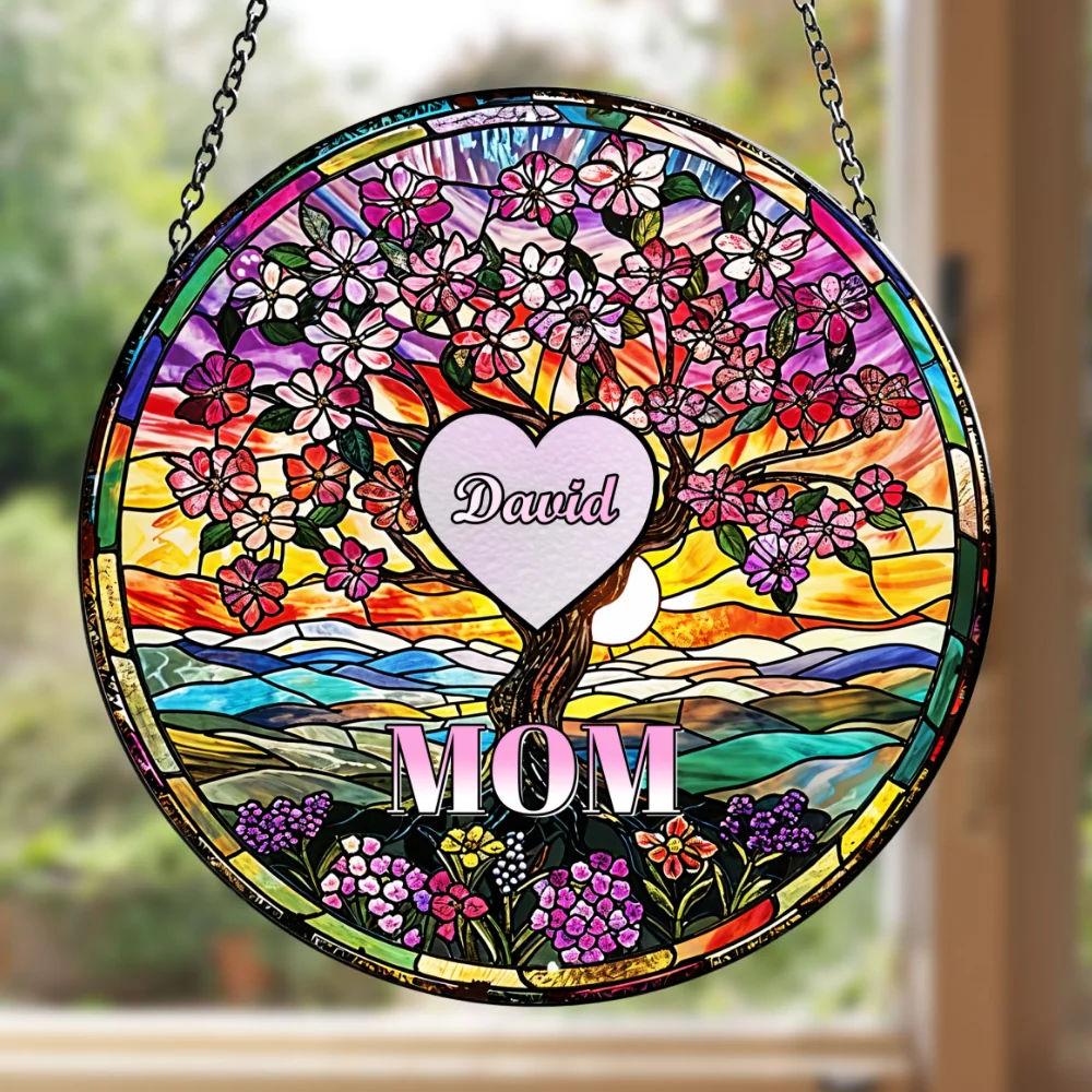 Love Grows Here - Personalized Custom Stained Glass Window Hanging Suncatcher - Image 6