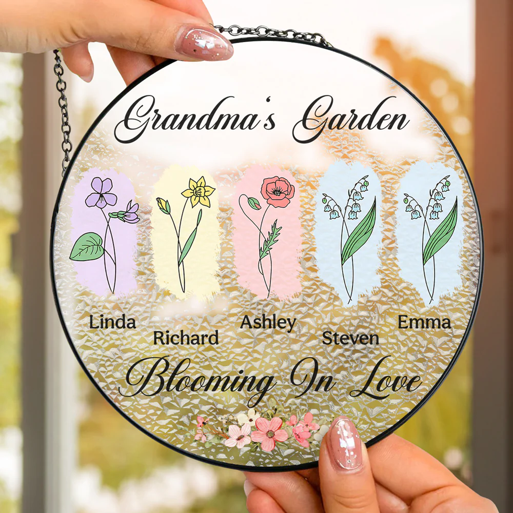 Love Grows Here - Personalized Custom Window Hanging Suncatcher - Image 2