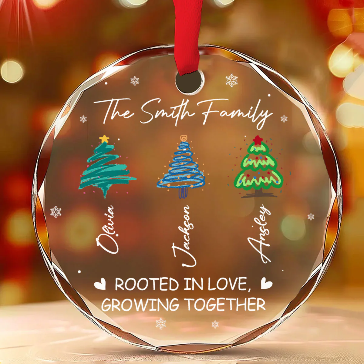 Love Grows Where We Are Rooted - Personalized Custom Glass Ornament - Image 2