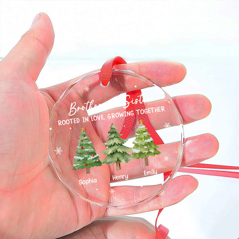 Love Grows Within Our Family - Personalized Custom Glass Ornament - Image 5