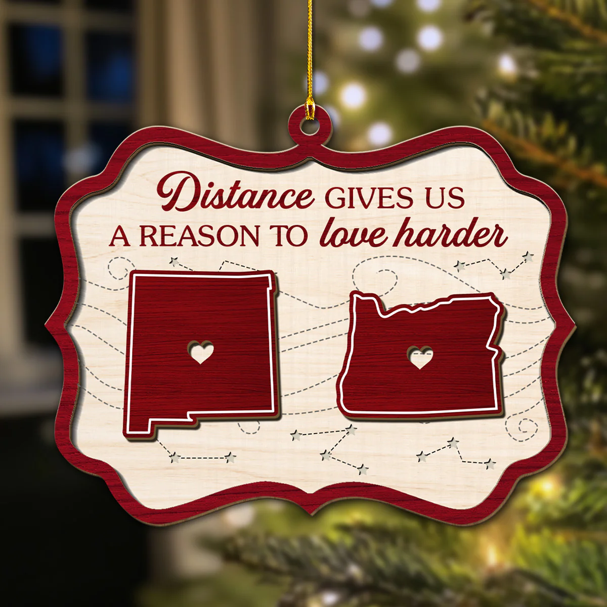 Love Harder - Personalized Custom Wood Ornament - Image 2