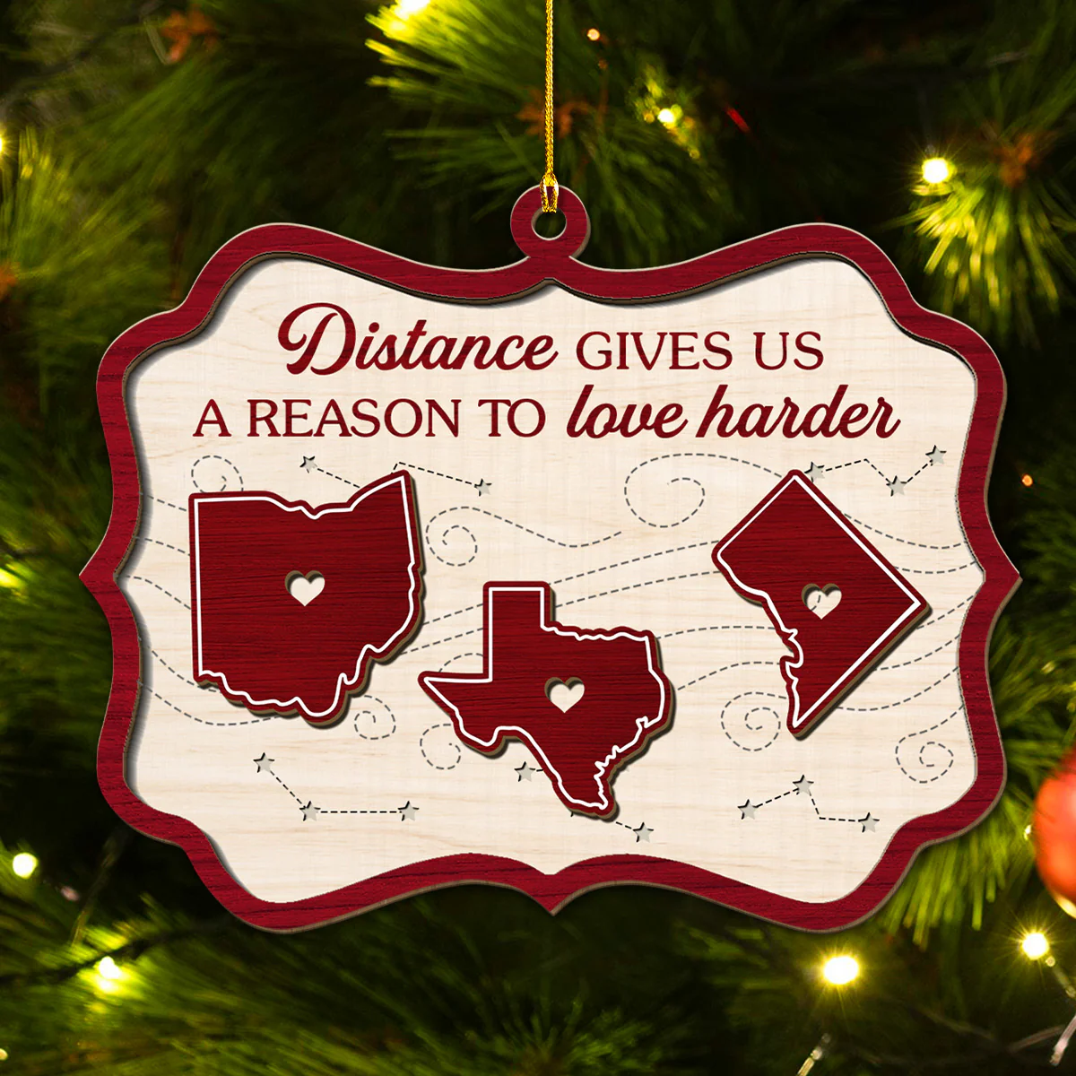 Love Harder - Personalized Custom Wood Ornament - Image 3