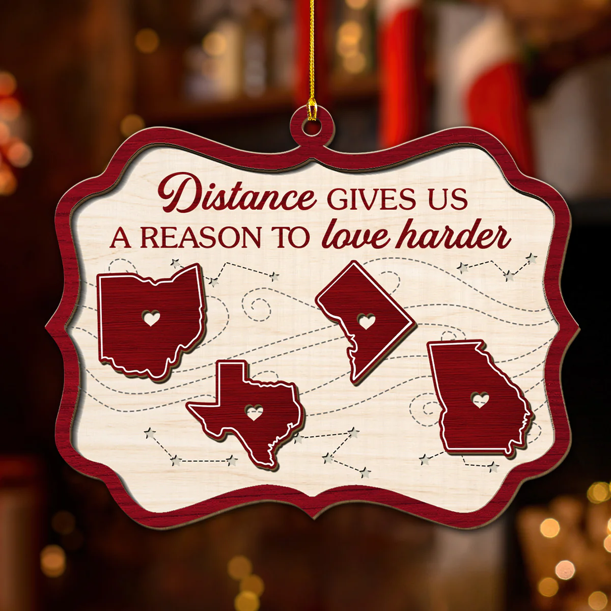 Love Harder - Personalized Custom Wood Ornament - Image 4