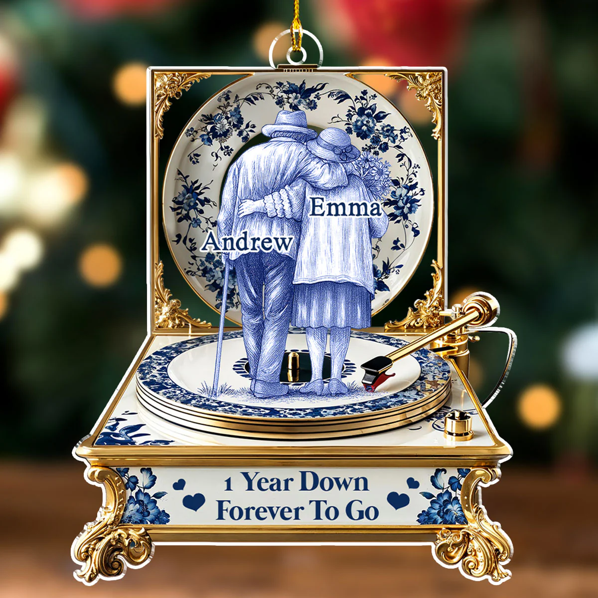 Love In Blue Toile - Personalized Custom Acrylic Ornament - Image 5