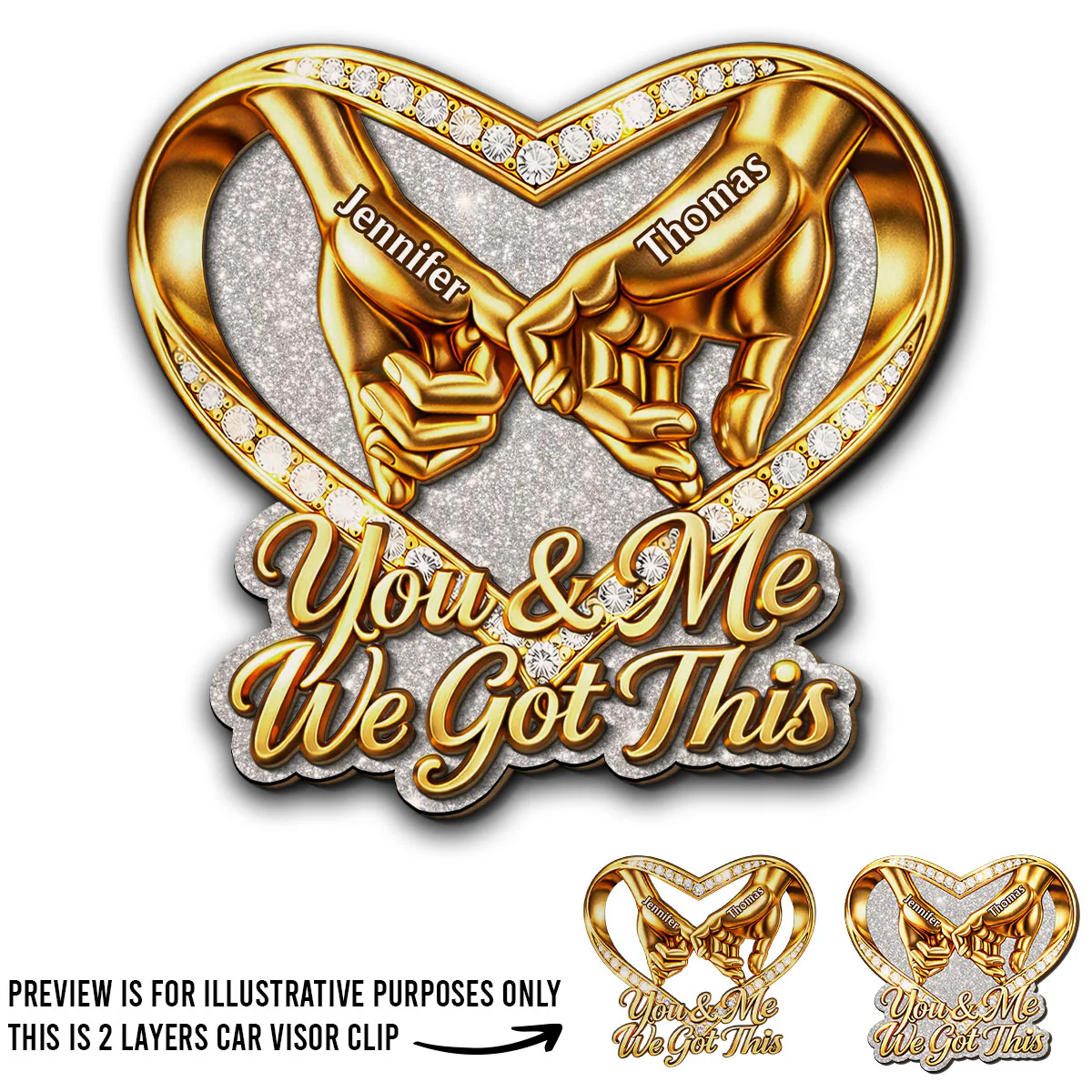 Love in Gold - Personalized Custom Car Visor Clip - Image 4