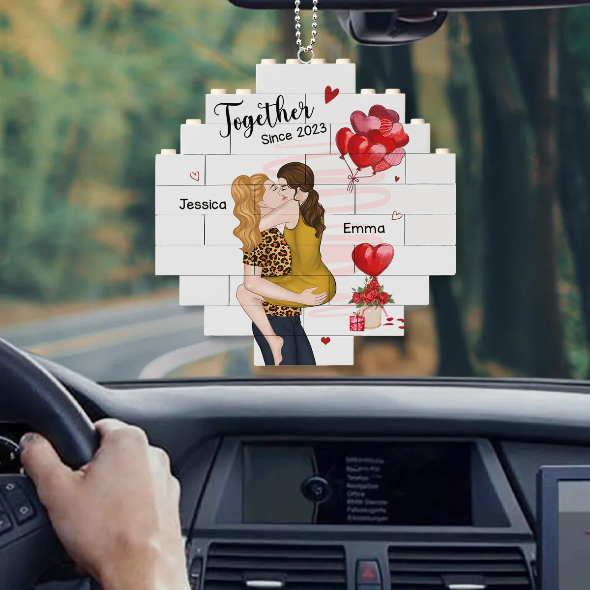 Love Is Love - Personalized Custom Puzzle Car Ornament - Image 3